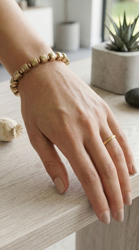 Golden Pyrite Cube Bracelet – Wealth, Protection & Confidence