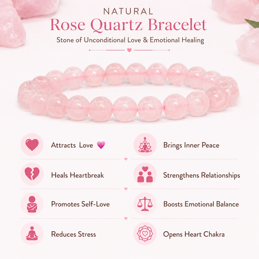 Natural Rose Quartz Bracelet – Love, Healing & Emotional Balance
