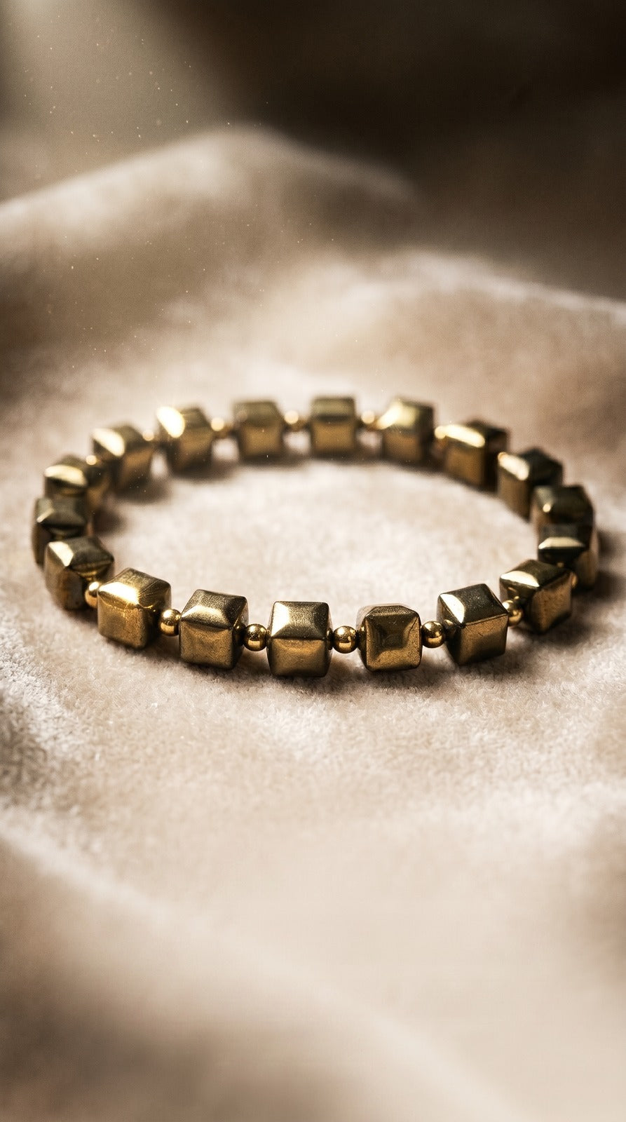 Golden Pyrite Cube Bracelet – Wealth, Protection & Confidence