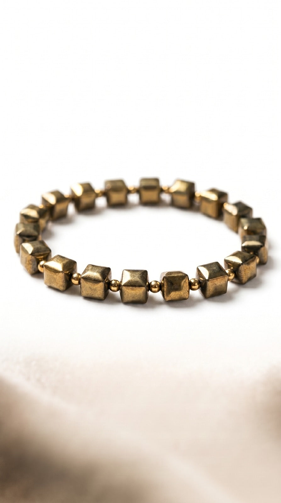 Golden Pyrite Cube Bracelet – Wealth, Protection & Confidence